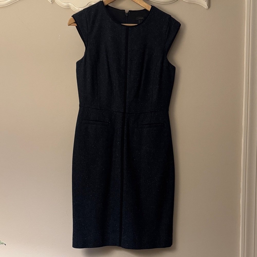 J. Crew Navy with Black Piping Sheath Dress